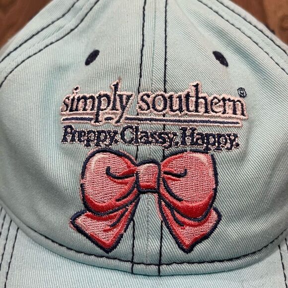 NWOT Simply Southern Cap Baseball Preppy Classy Happy Ball Hat Blue One Size - Picture 5 of 5